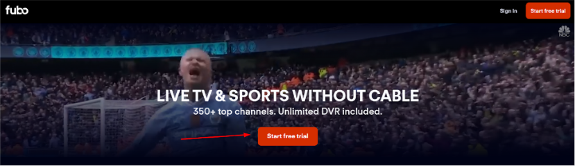 FuboTV Website & Click On The Start Free Trial